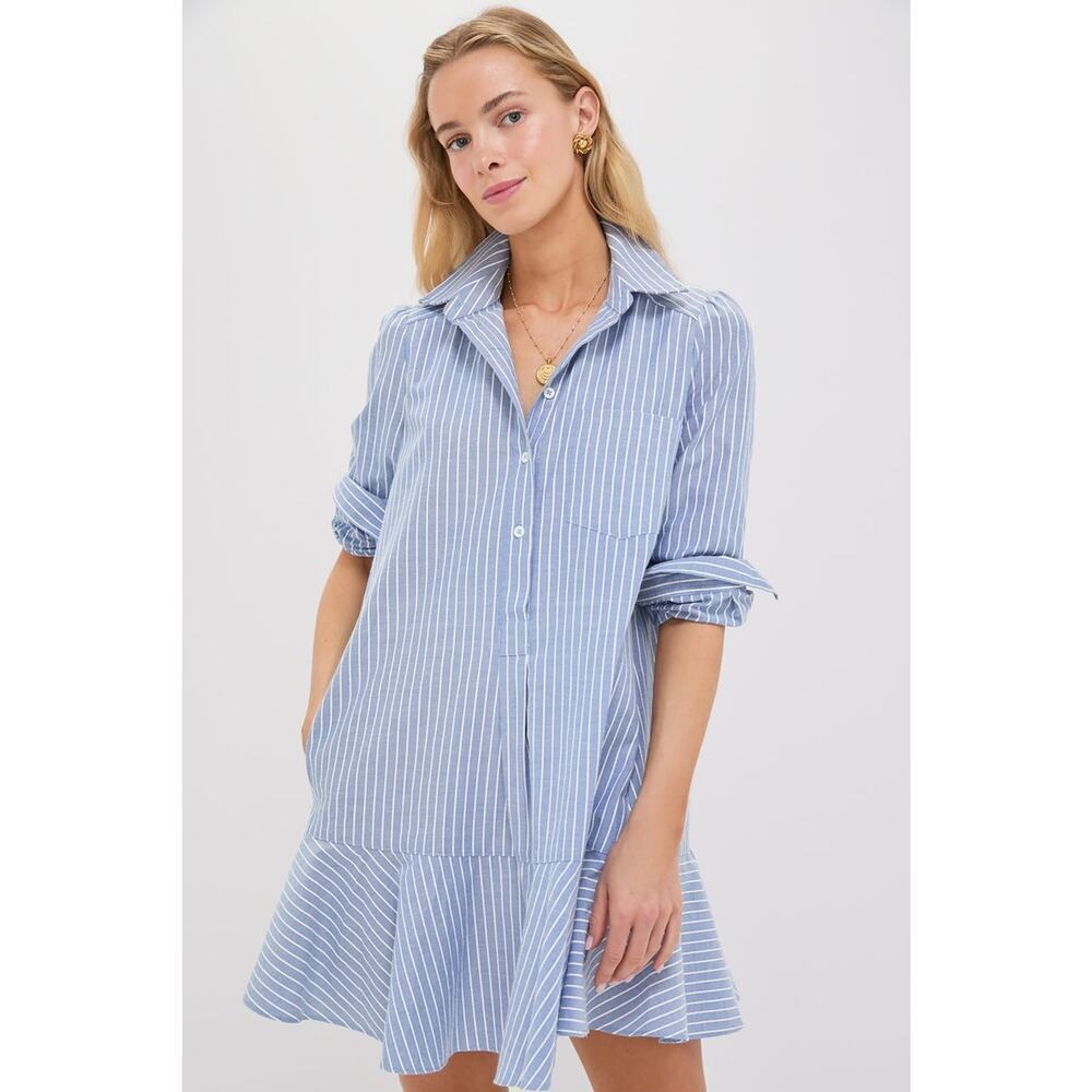 TUCKERNUCK Blue Stripe Callahan Shirt Dress Size XS NWT Retail $148 Tuckernuck